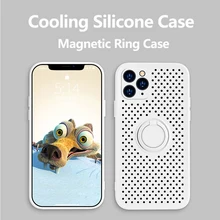 2020 New Cooling Silicone Case For iPhone 11 Pro Max XR X XS Max 7 8 Plus Case Soft With Ring Magnetic Holder Stand Cover Coque