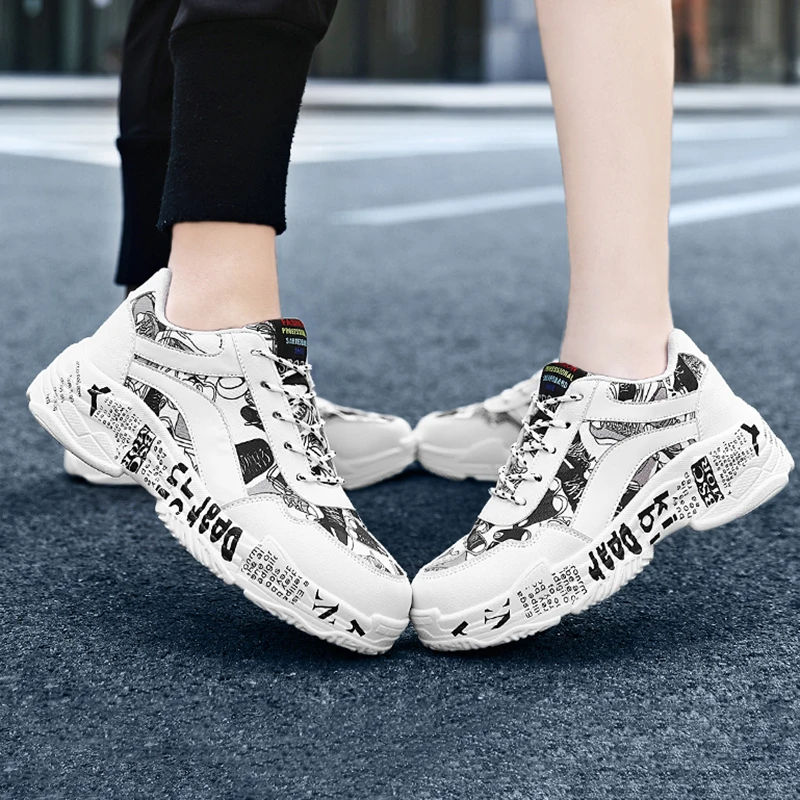 

Youth Trend Couple Casual Shoes Fashion Couple Doodle Sneakers Outdoor Light Comfortable Casual Sports Shoes Large Size35-44