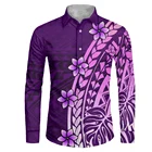 Крутая Мужская рубашка с длинным рукавом, индивидуальная уличная одежда, полинезийская традиция, племенной дизайн, мужская Тонкая рубашка с длинным рукавом