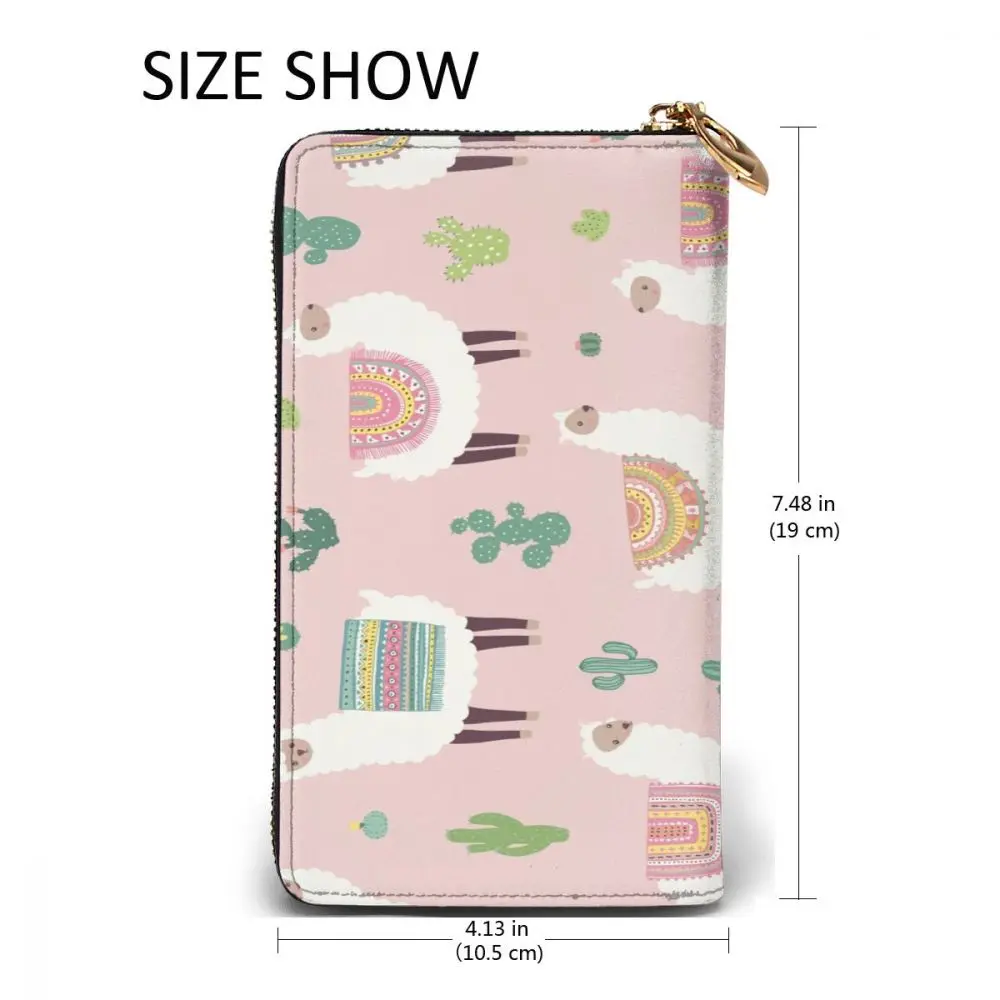 

Alpaca Pink Long Wallet with Credit Card Slots ID Holder Checkbook Organizer Zipper Coin Purse