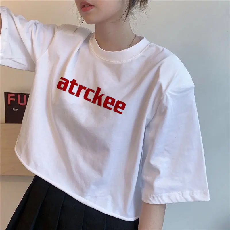 Женские футболки короткая футболка женские летние свободные топы с коротким