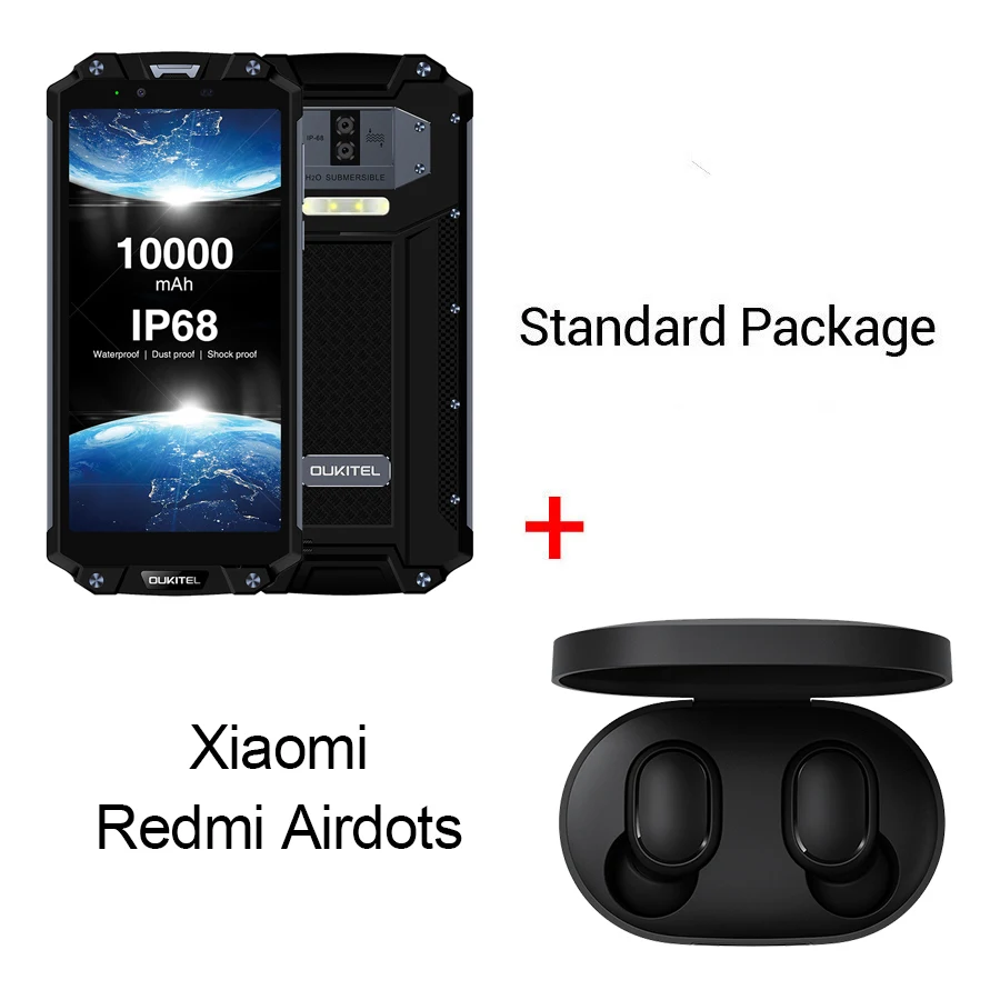 OUKITEL WP2 IP68 NFC водонепроницаемый 6," 18:9 Android 8,0 MT6750T Восьмиядерный 4 Гб ОЗУ 64 Гб ПЗУ 10000 мАч мобильный телефон с отпечатком пальца - Цвет: Black N Airdots