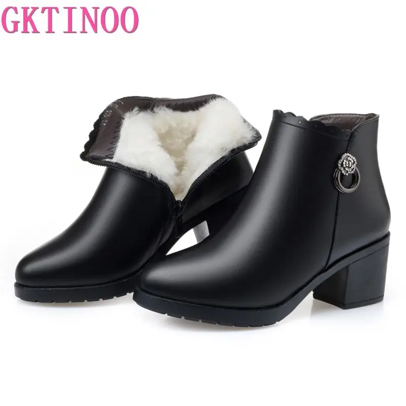 Женские ботильоны из натуральной кожи GKTINOO повседневные водонепроницаемые
