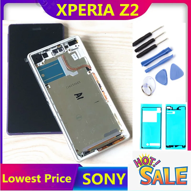 

ЖК-дисплей для SONY Xperia Z2, сменный сенсорный экран с дигитайзером для SONY Z2 LCD D6502 D6503 D6543, ЖК-дисплей с рамкой, 5,2
