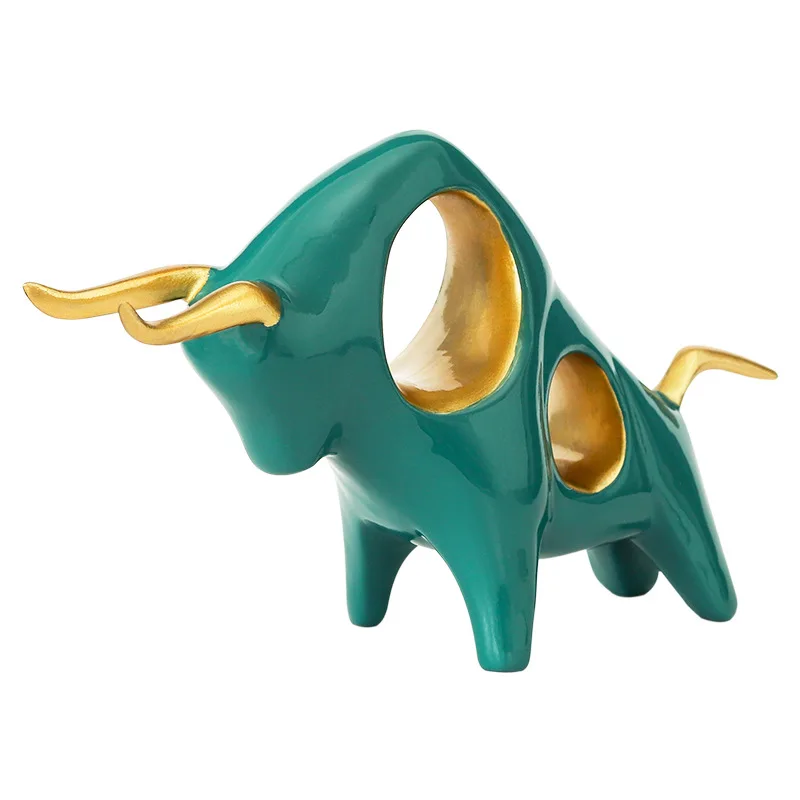 Taurus Figurine Sculpture Bull Statue Reisn Symbol of the year 2021 ox lucky figurine Animal Ox Home Decor | Дом и сад