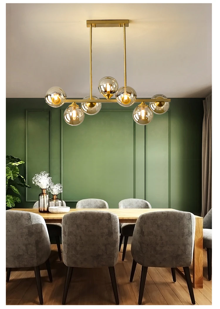 Lámpara de iluminación de techo de cobre moderna, candelabros creativos para sala de estar, dormitorio, accesorios de iluminación para el hogar