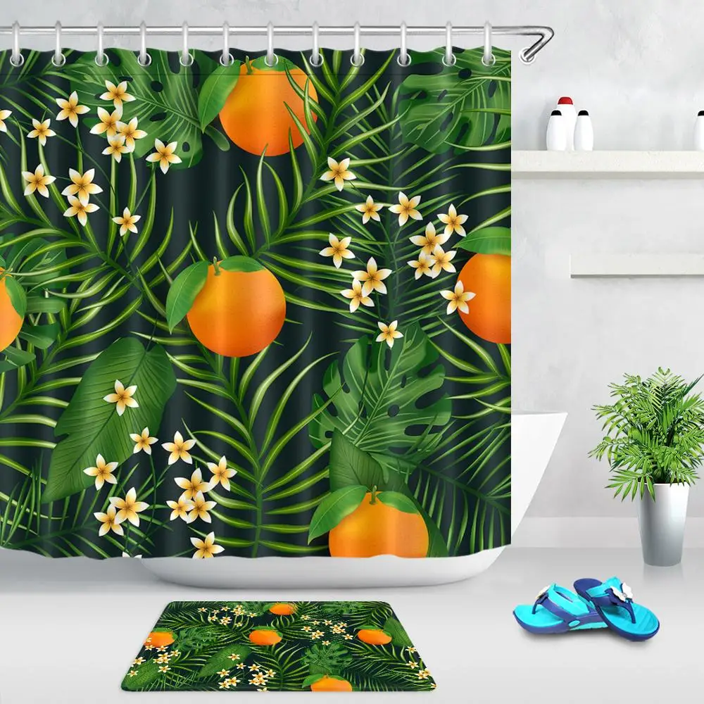 Занавеска для душа с зелеными листьями занавеска из тропического растения