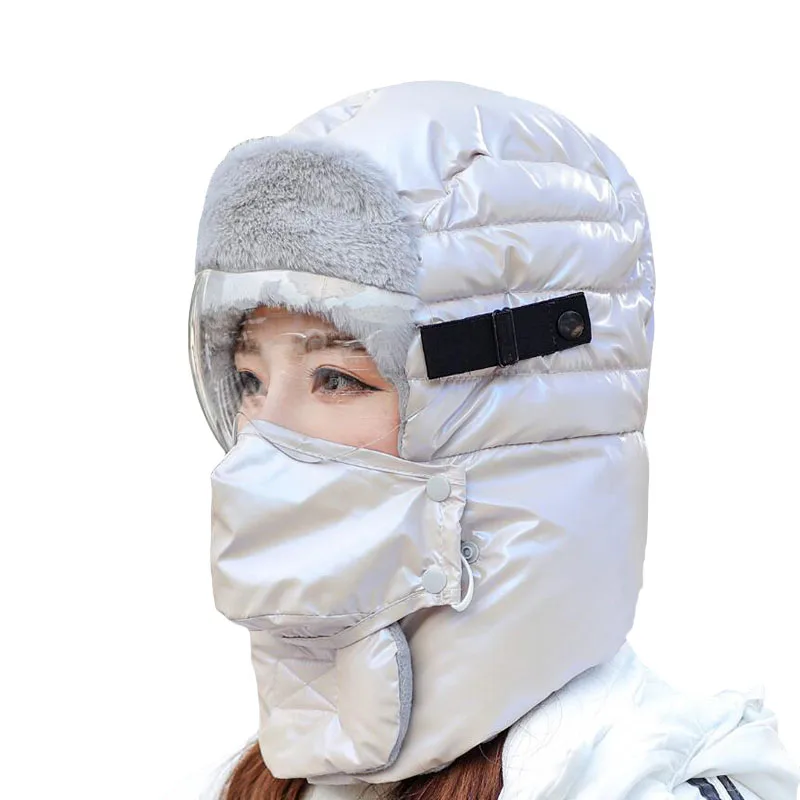 

Wholesale High Quality Women Winter Cap Ear Protection Lei Feng Bomber Hats Men Outdoor Snow Protective Glasses Warm Cap Gorras