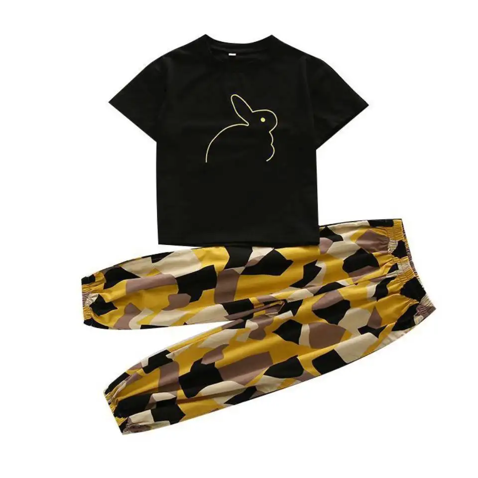 Спортивный костюм для девочек штаны и футболка 2 шт./компл. повседневная одежда