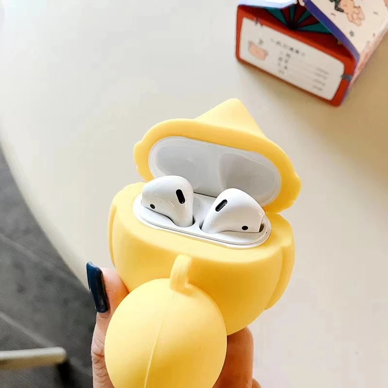 Чехол для Airpods с 3D рисунком маленькой желтой утки мягкий чехол 2 силиконовый