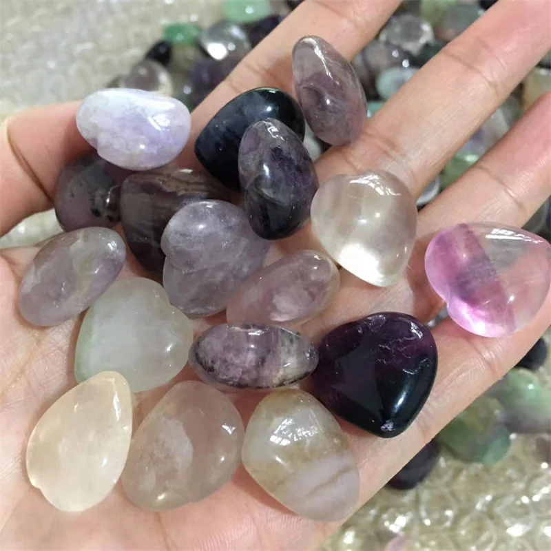 Натуральные драгоценные камни маленький Радужный флюорит сердце полированный