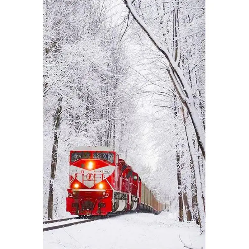 

GATYZTORY DIY Paint By Number Red Train Drawing On Canvas HandPainted Painting DIY Pictures By Number For Living Room Home Decor