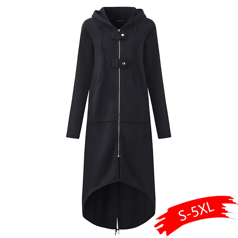 2019 осенний Женский свитшот на молнии с капюшоном разрезом спине длинным рукавом