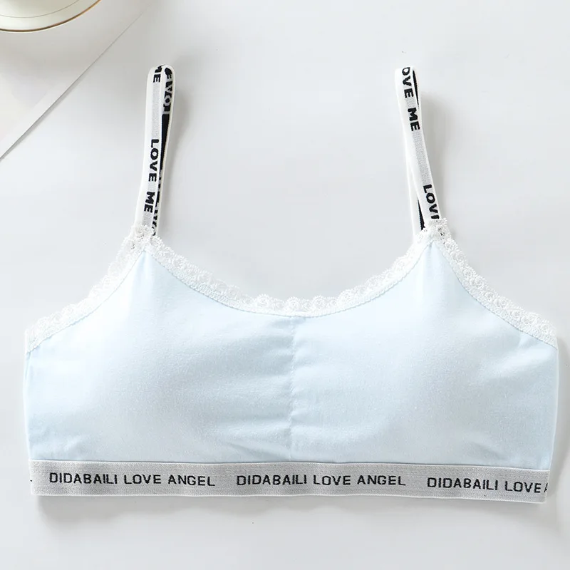 Underwear female student girl development period junior high school students cotton lace sling letters printed bra | Мать и ребенок