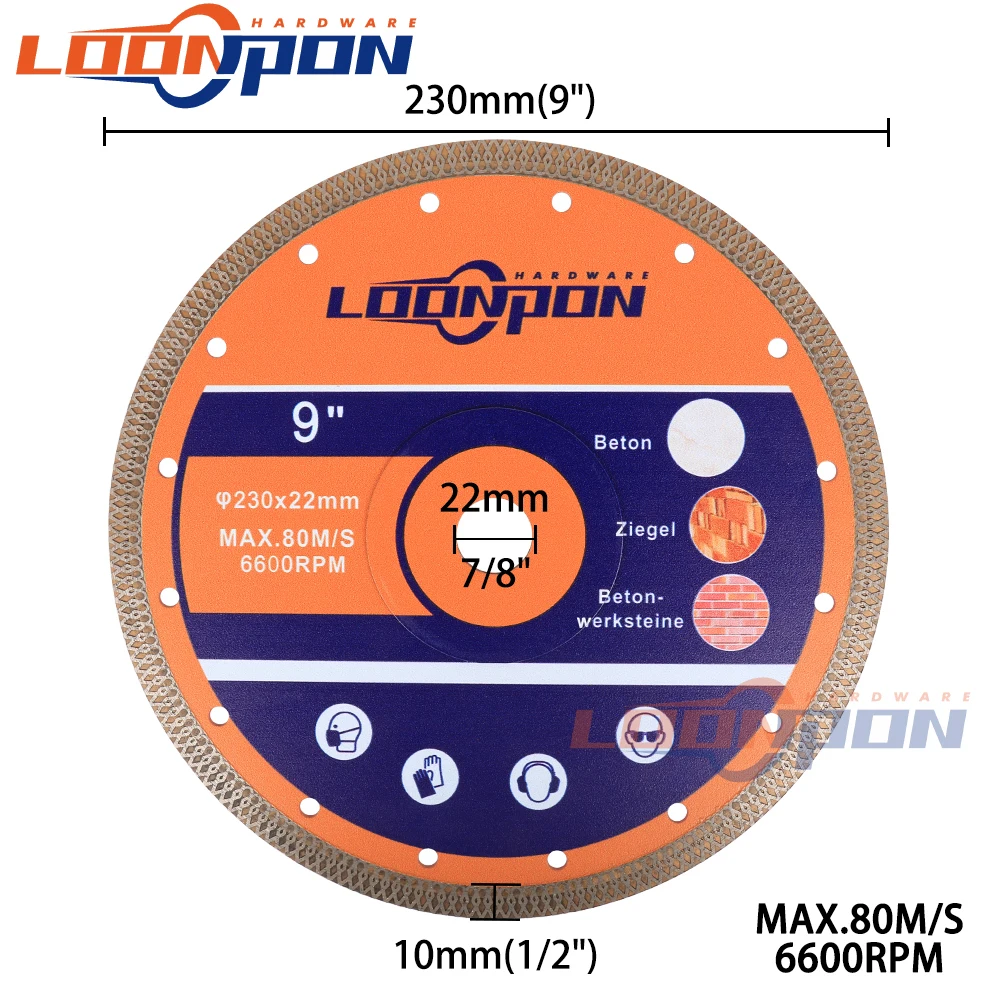 

Turbo Diamond Saw Blade Disc For Porcelain Tile Ceramic Granite Marble For Angle Grinder Diamond Dry Saw Blade 230mm