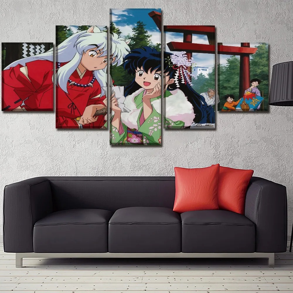 

DIY Diamond Wall Painting InuYasha Sticker 5 Pcs Picture Anime 5D Full Round Drill Cross Stitch Beadwork Home Decor Embroidery