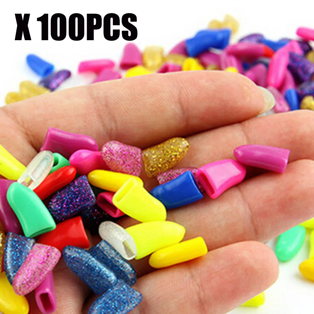 100 Pcs Nail For Cat Grooming Cover Paws Anti-Scratch Kitten Claw Caps Dog Soft Silicone Protect With 5 Adhesive Glue |