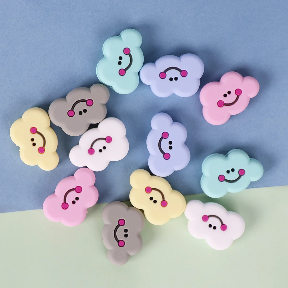TYRY.HU-Mini mordedor de nube de dibujos animados para beb&eacute;, juguete de dentici&oacute;n masticable, collar de cuentas de silicona de grado alimenticio, accesorios, 6 uds.-2
