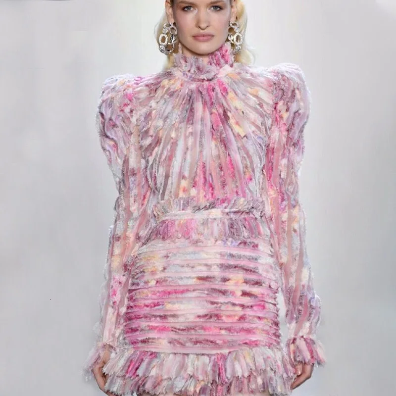 DEAT 2020 новая мода Подиумные стили принтованные платья для отпуска водолазка