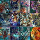 5D абстрактная алмазная живопись сделай сам, Набор для вышивки крестиком с изображением животных, тигра, кошки, Льва, слона, мозаика для домашнего декора