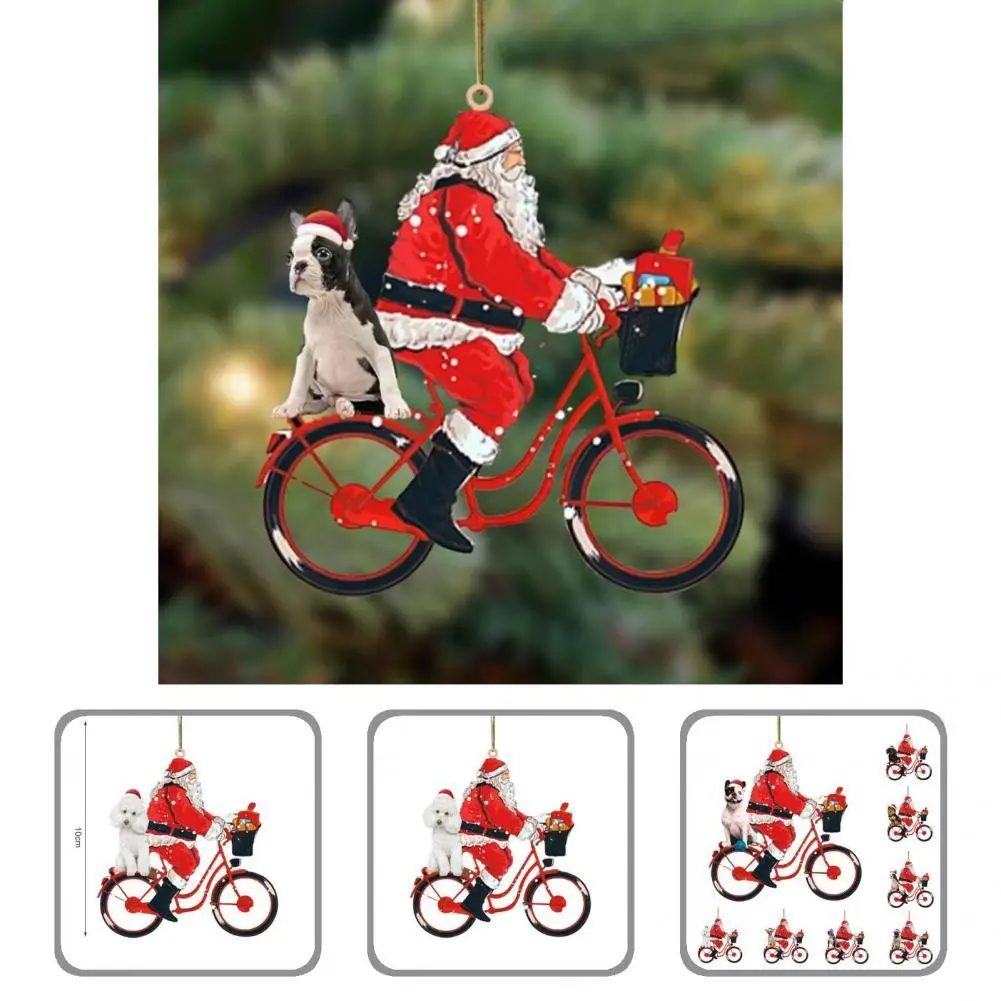 

Hanging Widget Reusable Widget Decor Acrylic Bright-colored Unique Creative Santa Cycling Shape Hanging Widget