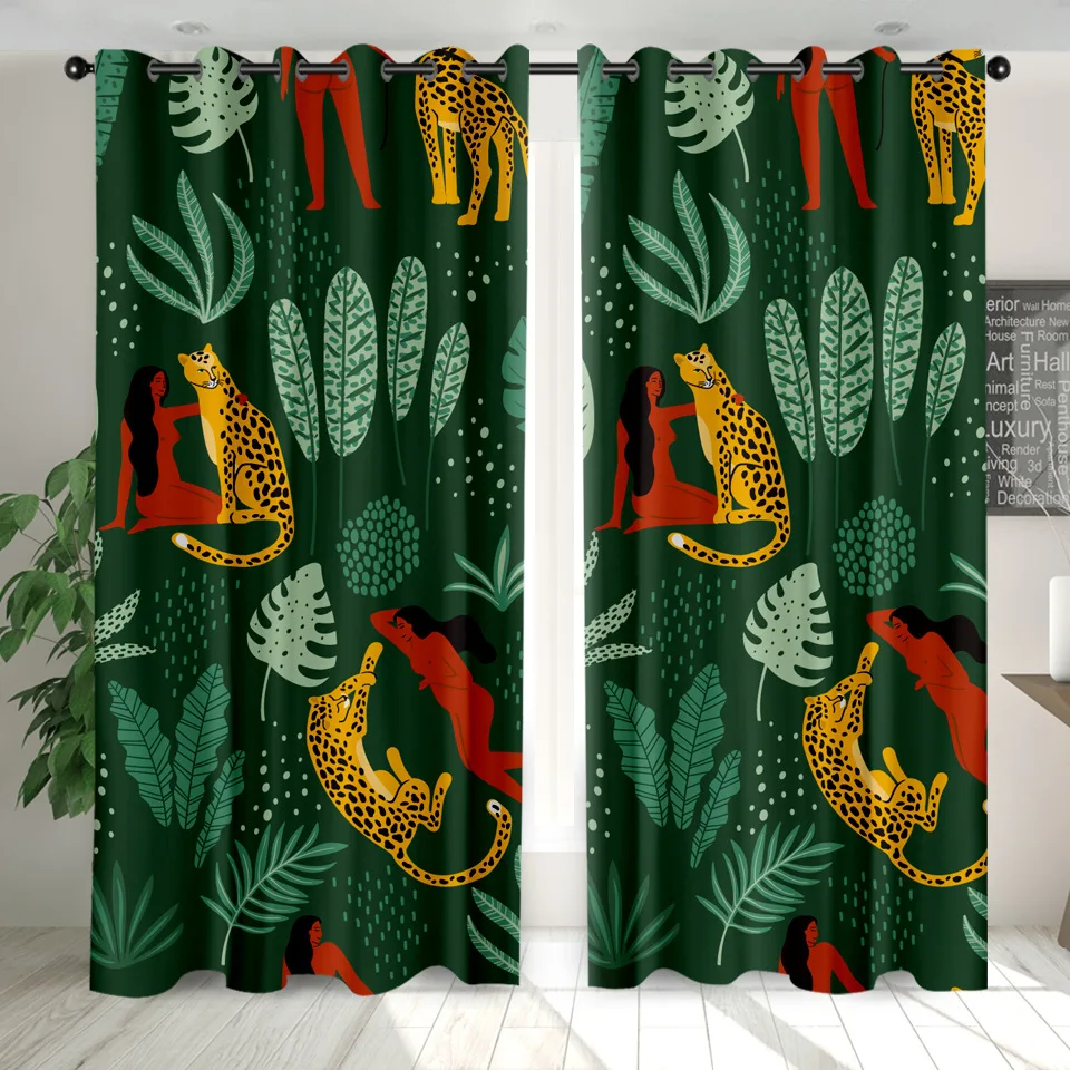 Светонепроницаемые шторы SOFTBATF с леопардовым принтом для спальни гостиной