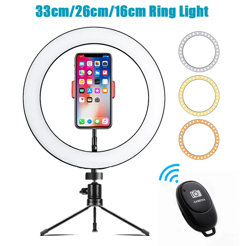 

33cm/26cm/16cm USB LED Selfie Ring Light With Tripod Dimmable Photography Lighting Ringlight For Smartphone Youtube VK Video