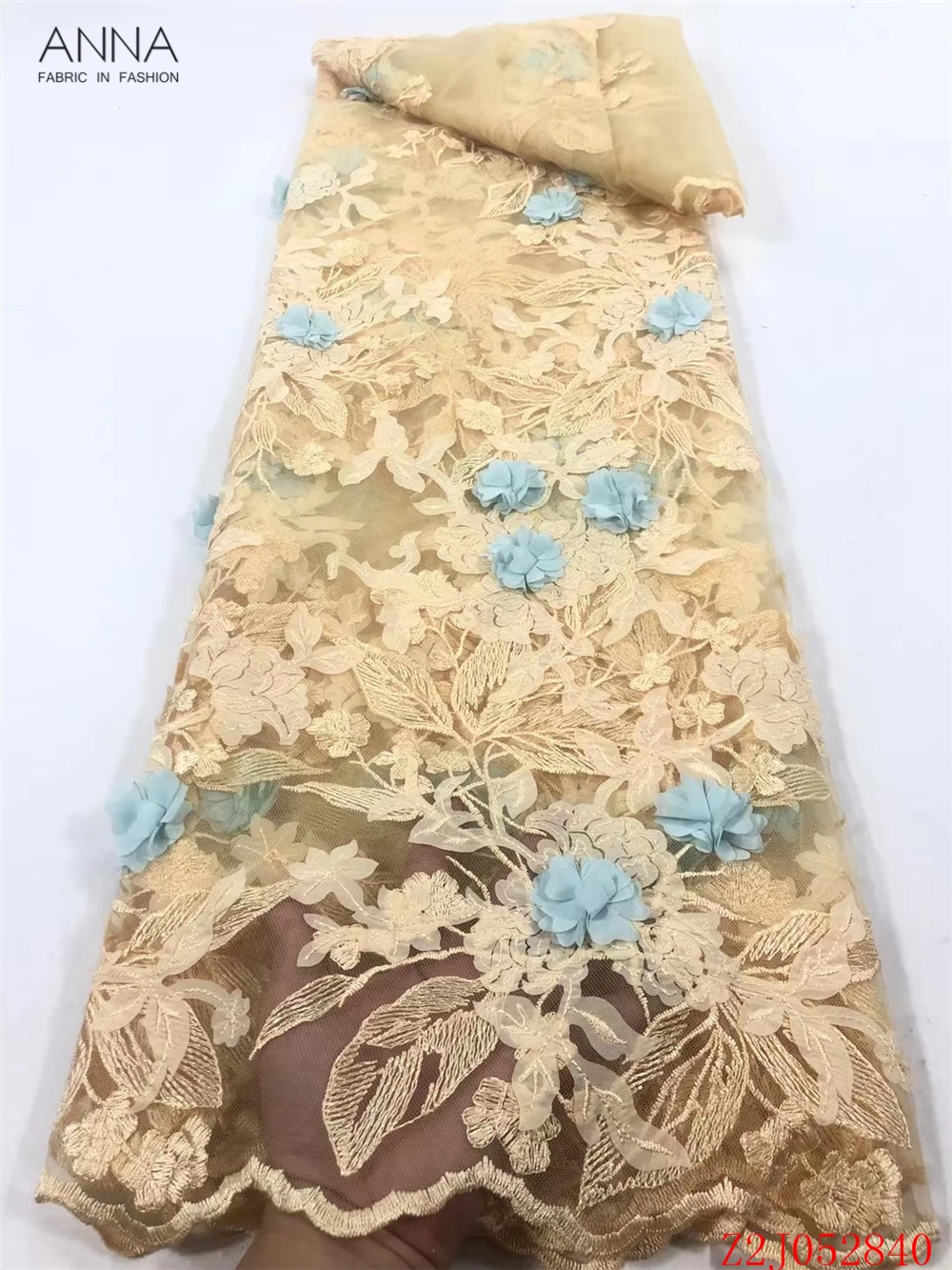 

Anna 3d applique embroidery african lace fabric 2021 high quality french fashion net tulle 5 yards for women wedding party dress