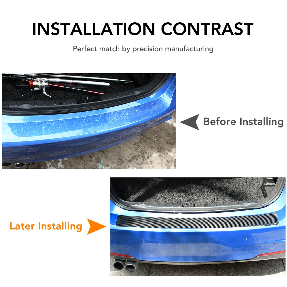 Защитная Наклейка на задний бампер автомобиля пленка из углеродного волокна для