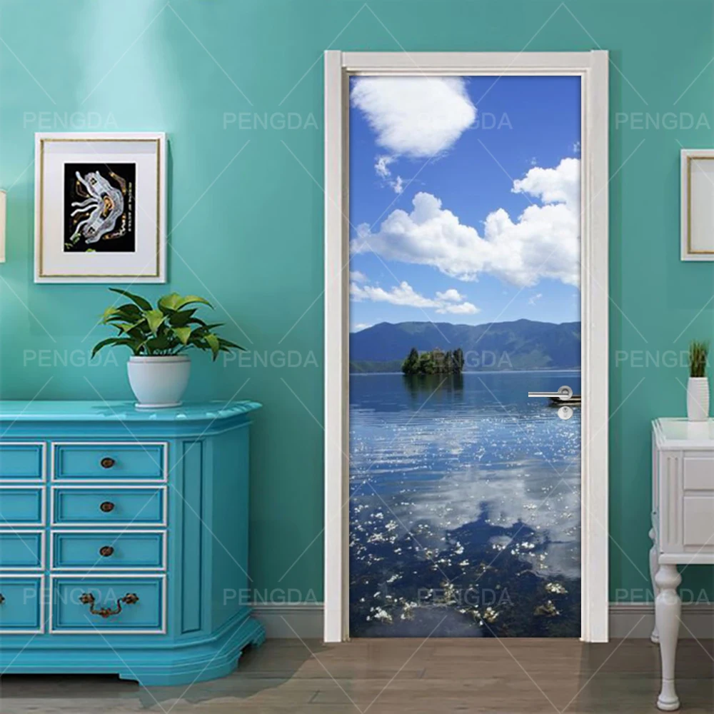 Настенная 3D наклейка на дверь Переводные картинки Морской пейзаж сделай сам