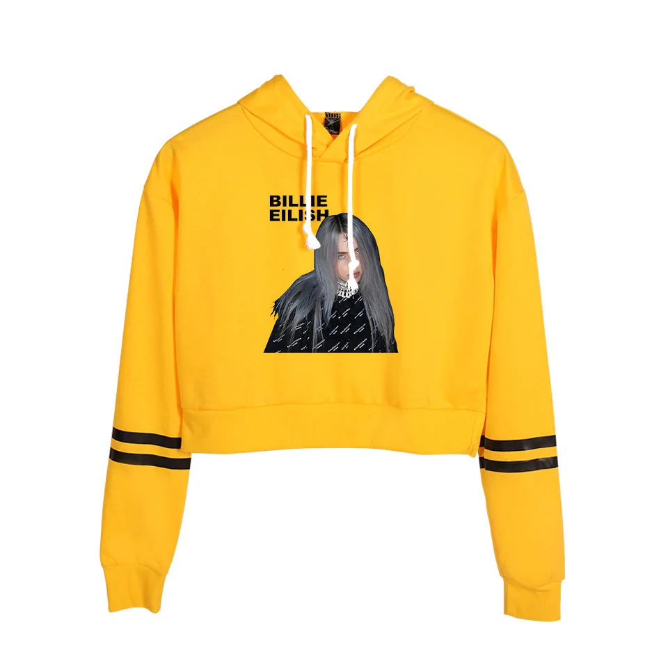 Толстовки в стиле хип-хоп Billie Eilish Kpop, укороченный топ, толстовки, женская сексуальная Весенняя Осенняя хлопковая одежда Billie Eilish, сексуальная одежда для девочек