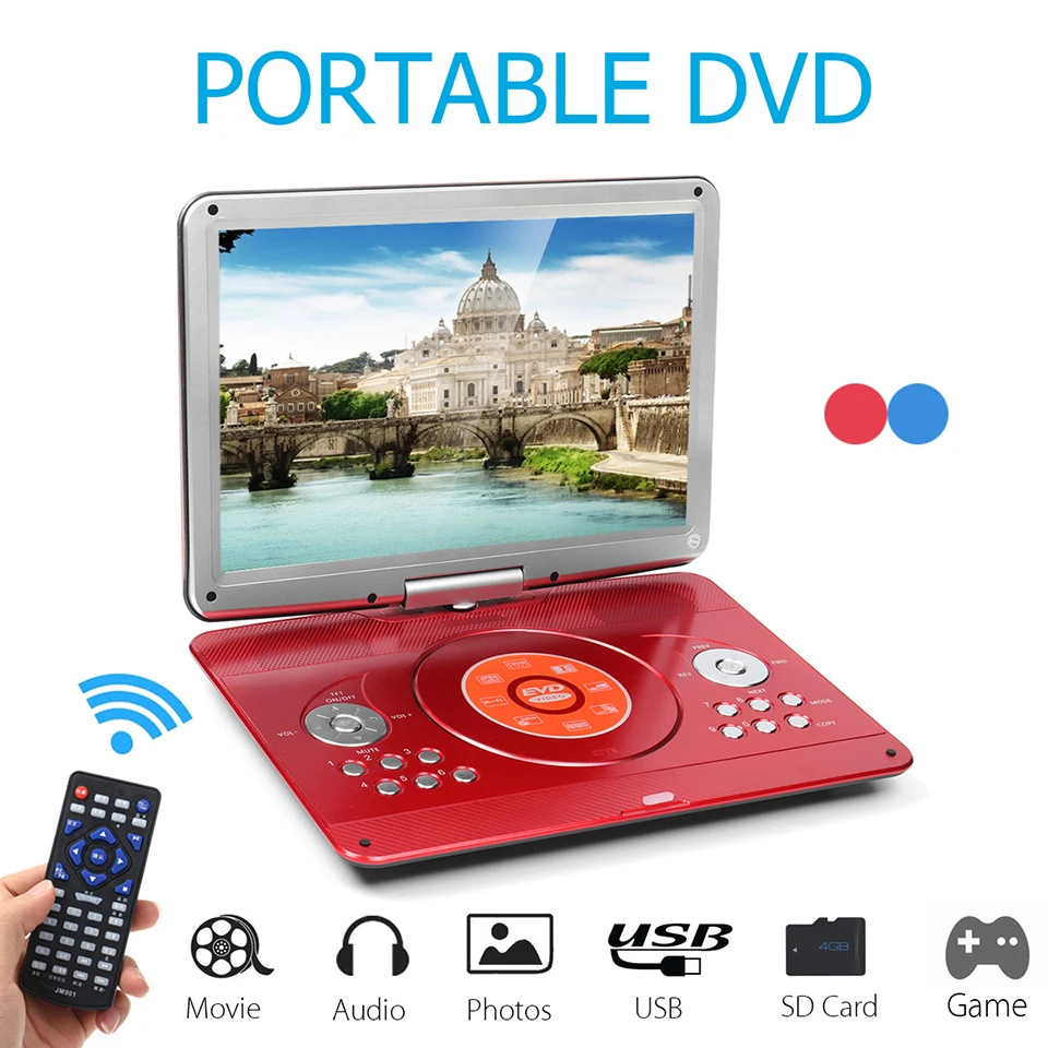 DVD-плеер Портативный ТВ 14 1 дюймов 1280x800 HD цифровой светодиодный длительный срок