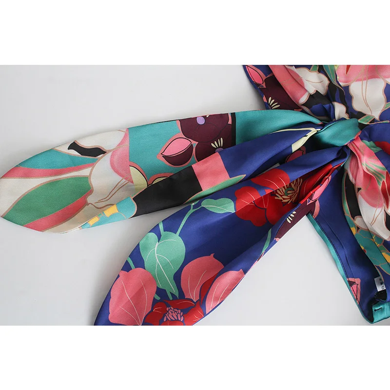 

Za 2021 Women Fashion Summer Floral Print V-Neck Knot Shirt Suit Female Side Open Fork High Waist Skirts Two Piece Set