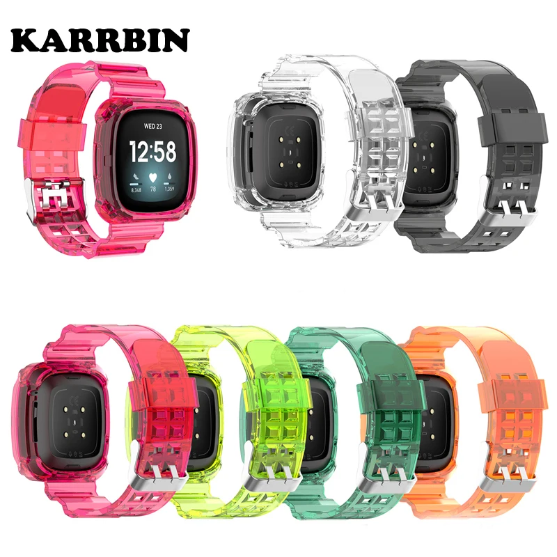 

KARRBIN Transparent Silicone Wristband for Fitbit Versa 3/ Sense Crystal Clear Replacement Band Strap Wristbands Accessory
