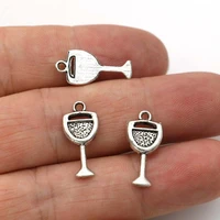 40pcs antique silver plated cups charms for jewelry making bracelet findings diy accessories 20x9mm