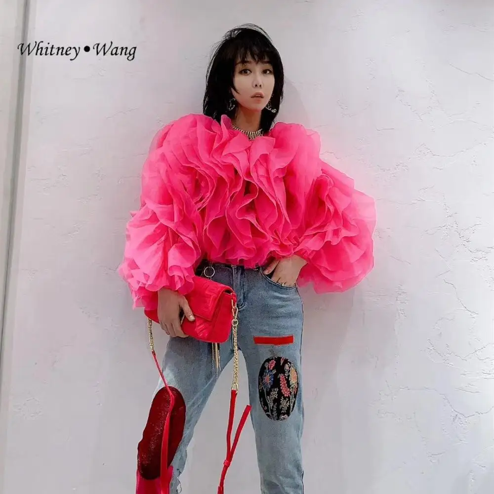 Женская шифоновая блузка с волнистыми оборками весна 2020|Блузки| |