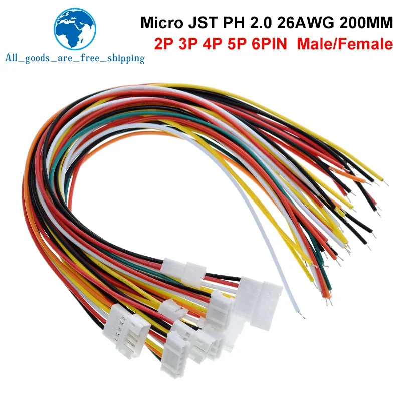 5 пар Micro JST PH 2,0 2P 3P 4P 5P 6-контактный Штекерный разъем с проводными кабелями 20 см + 20 см для Arduino MP3