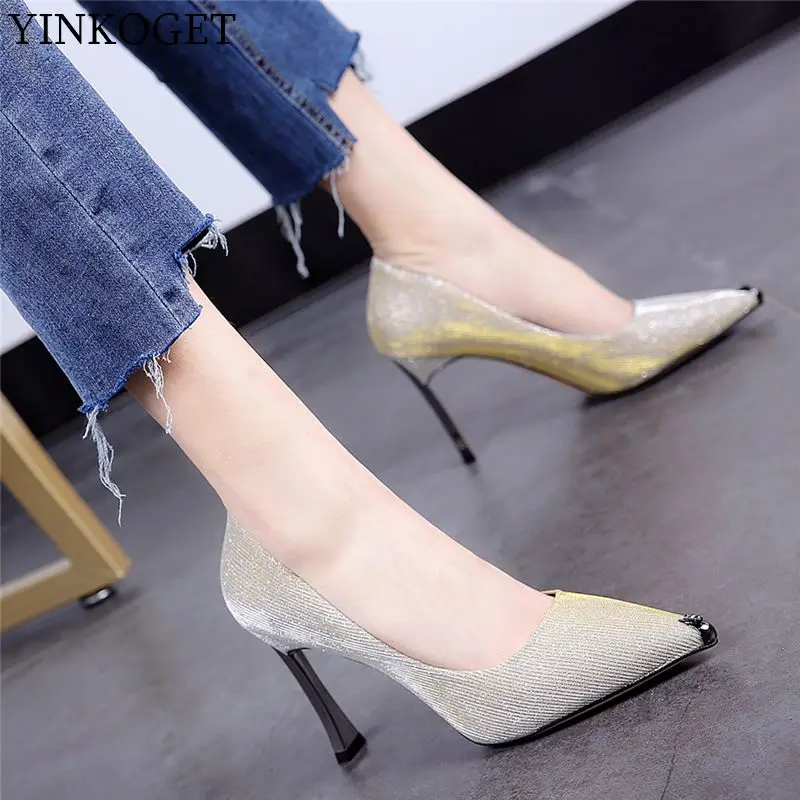 YINKOGET/Высококачественная пикантная женская обувь на очень высоком каблуке модная