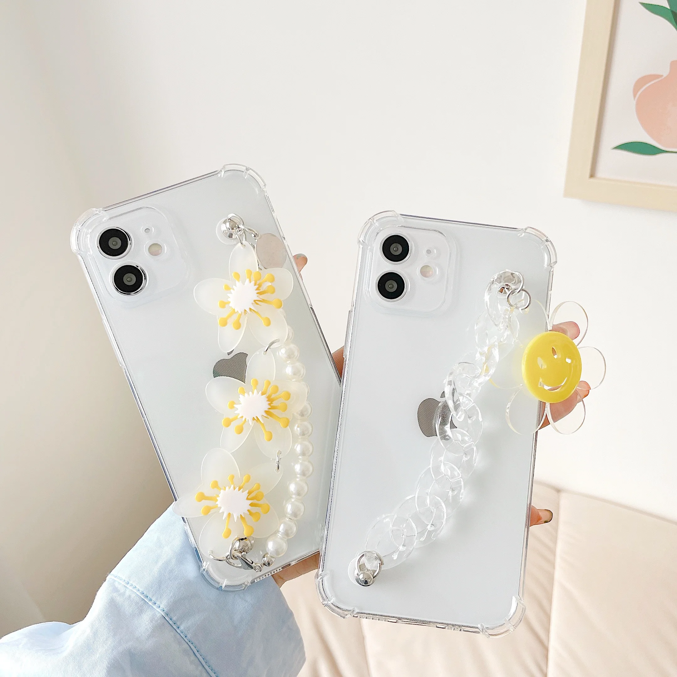 Браслет с цветами для Xiaomi 8, 9, 9SE, 9Pro, 10, 11, Note10 lite, 5x, A1, 6x, A2, A3, 9T Pro, Pocophone F1, X3NFC, прозрачный, противоударный