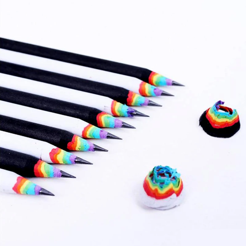 12 шт./компл. Rainbow HB карандаши из переработанной бумаги для школьных принадлежностей - изображение