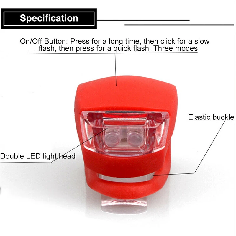 Силиконовый задний фонарь для велосипеда водонепроницаемый передний