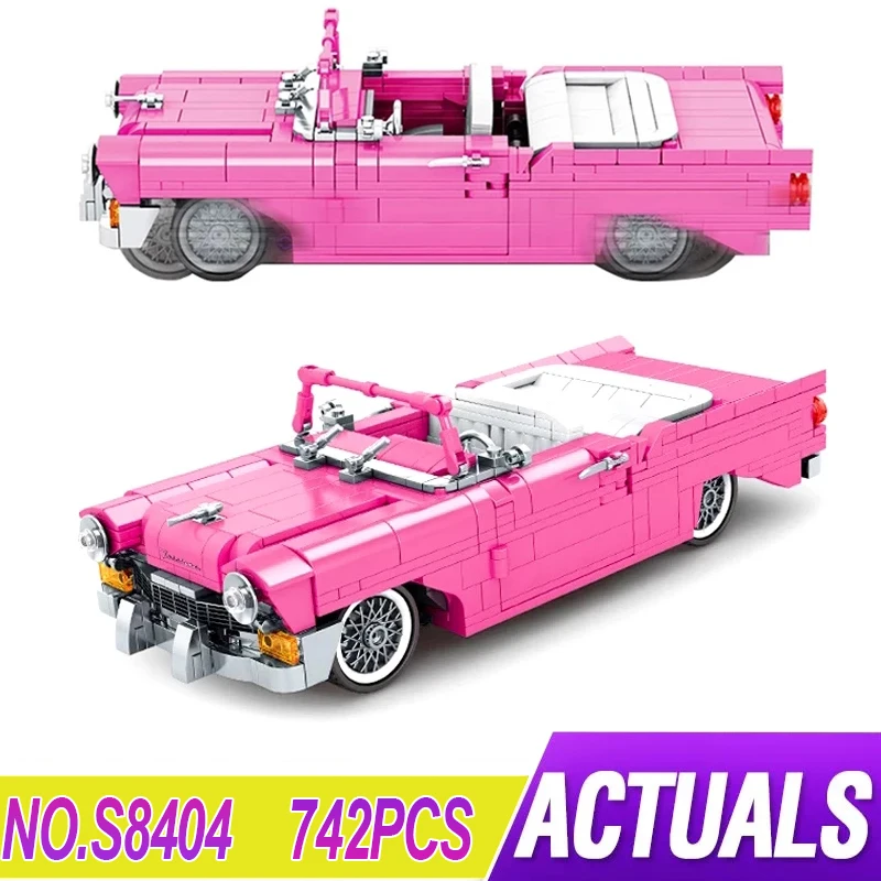 Sembo Blocks 8404 Pink Convertible Car 742pcs Compatible Speed Champions Building Bricks Educational Toys Christmas Gifts