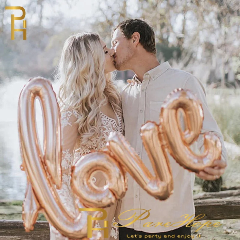 Розовые и золотые воздушные шары с надписью Love фольга шар днем рождения День