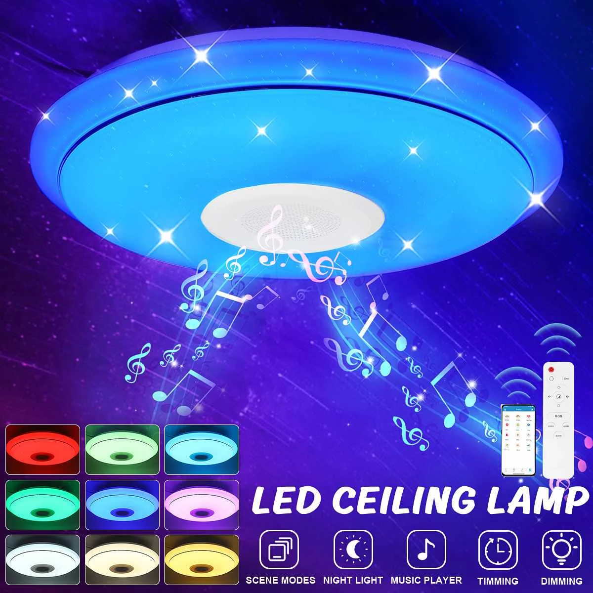 Фото Светодиодный потолочный светильник 300 Вт Wi-Fi RGB 40 см 50 приложение bluetooth Светодиодный потолочный светильник 300 Вт Wi-Fi RGB 40 см 50 приложение bluetooth