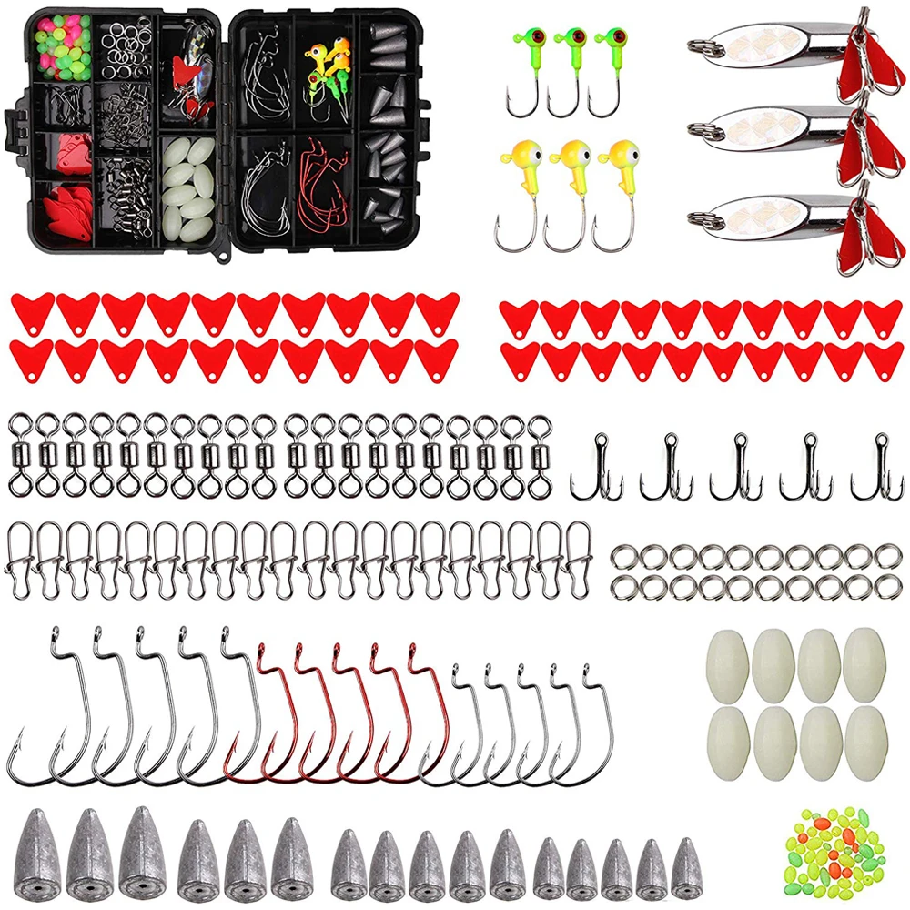 203 шт./кор. комплект рыболовных принадлежностей включая крючки грузила вертлюги
