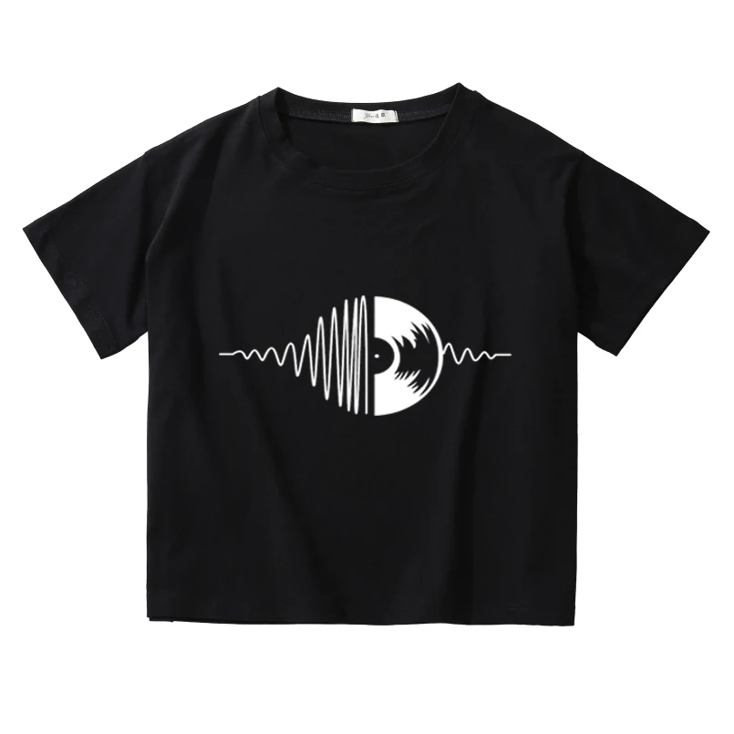 

Женский короткий топ с рисунком phonograph Sarcastic, 100% хлопок, короткая футболка для девочек, топы в стиле Харадзюку