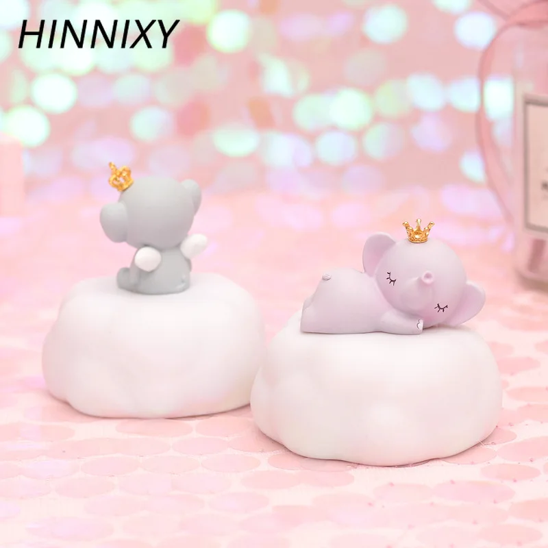 Hinnixy милый смоляной слон ночной Светильник Розовый Синий Ловец снов Корона Слон животное Настольная лампа Декор в спальню для девочек детский подарок