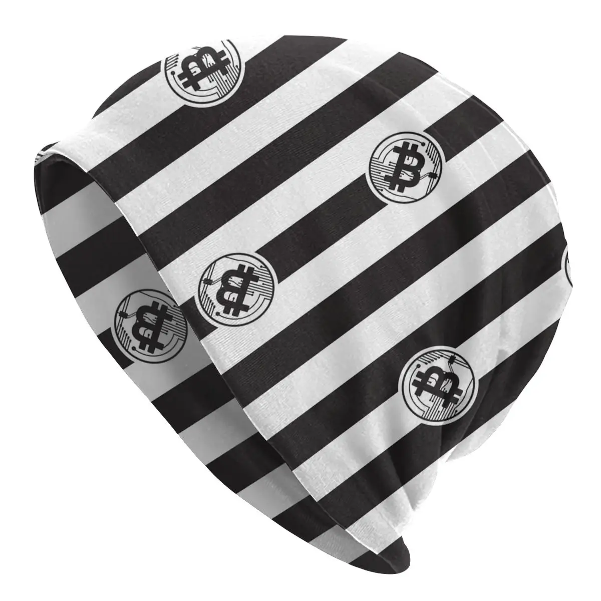 

Bitcoin Cryptocurrency Bonnet Hat Knitted Hat Fashion Autumn Winter Street Stripe Skullies Beanies Hat Men's Women's Warm Cap