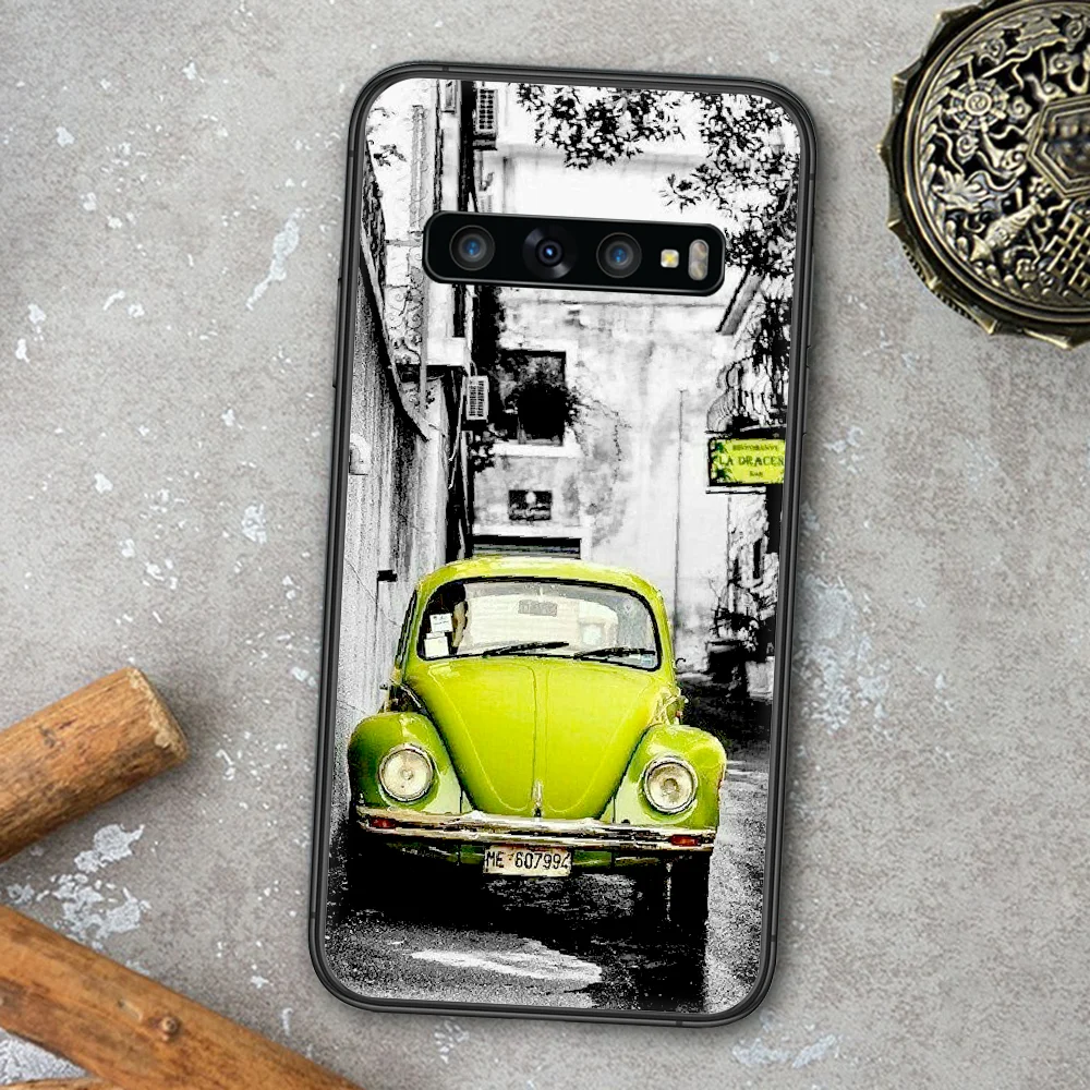

luxury Retro Beetle Car Phone Case For Samsung Galaxy Note S 8 9 10 20 Plus E Lite Uitra black Cell Tpu Prime 3D Cover Painting