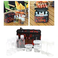 camping spice jars with carry bag sauce storage pet plastic condiment see through bottle container for picnic outdoor bbq